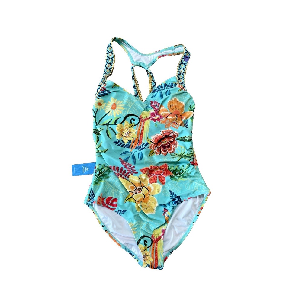 NWOT Turquoise Tropical Floral One-Piece Swimsuit